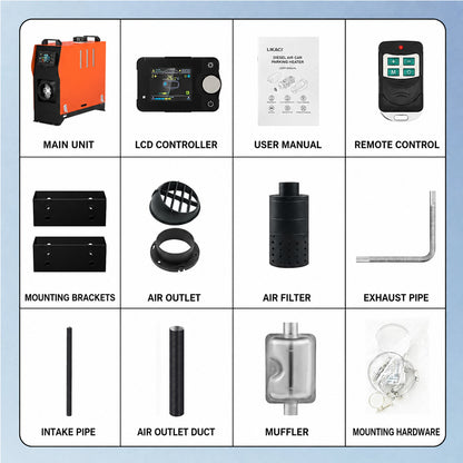 8KW Diesel Air Heater 12V with Bluetooth Control & LCD Display