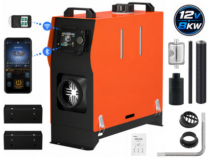 8KW Diesel Air Heater 12V with Bluetooth Control & LCD Display