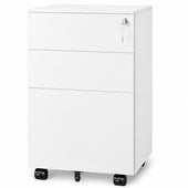 Office Cabinet with Wheels and Lock - White