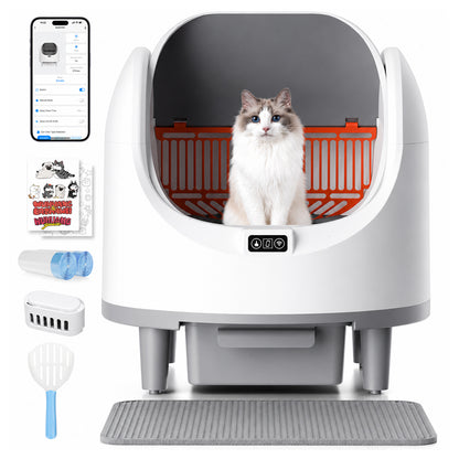 Automatic Cat Litter Box Self-Cleaning Large Smart Cat Litter Box Toilet App Control 8L