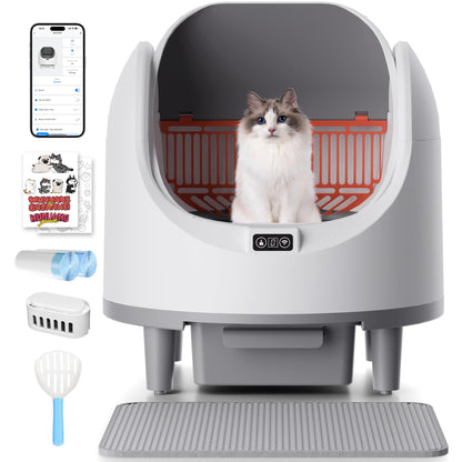 Automatic Cat Litter Box Self-Cleaning Large Smart Cat Litter Box Toilet App Control 8L