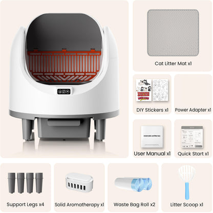 Automatic Cat Litter Box Self-Cleaning Large Smart Cat Litter Box Toilet App Control 8L