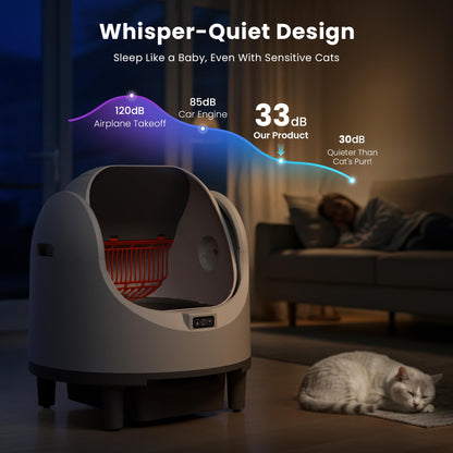 Automatic Cat Litter Box Self-Cleaning Large Smart Cat Litter Box Toilet App Control 8L