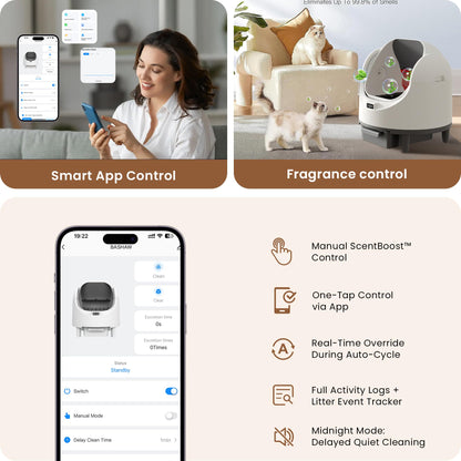 Automatic Cat Litter Box Self-Cleaning Large Smart Cat Litter Box Toilet App Control 8L