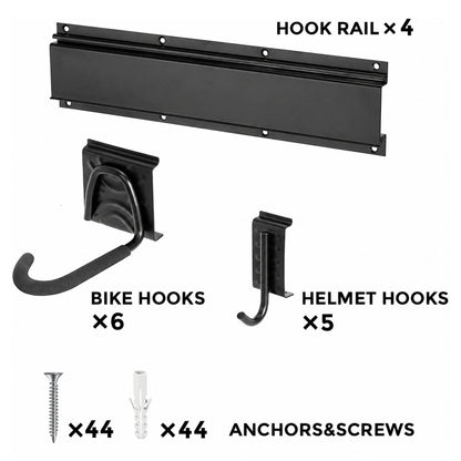 Bike Storage Rack Garage Wall Mount Hanger for 6 Bicycles + 5 Helmets