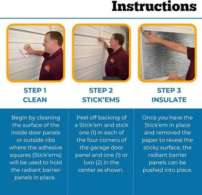 Garage Door Insulation DIY Kit –  8-Panel Reflective Insulation for Single Garage Door with Pre-Cut Panels and Adhesive Pads