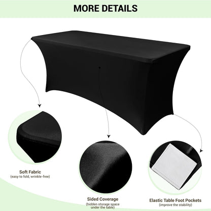 Table Cover Table Cloth Black 6ft (2 Pcs)