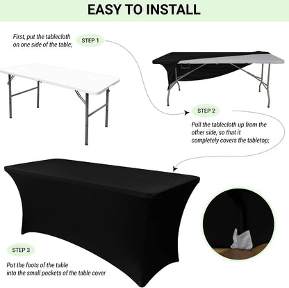 Table Cover Table Cloth Black 6ft (2 Pcs)
