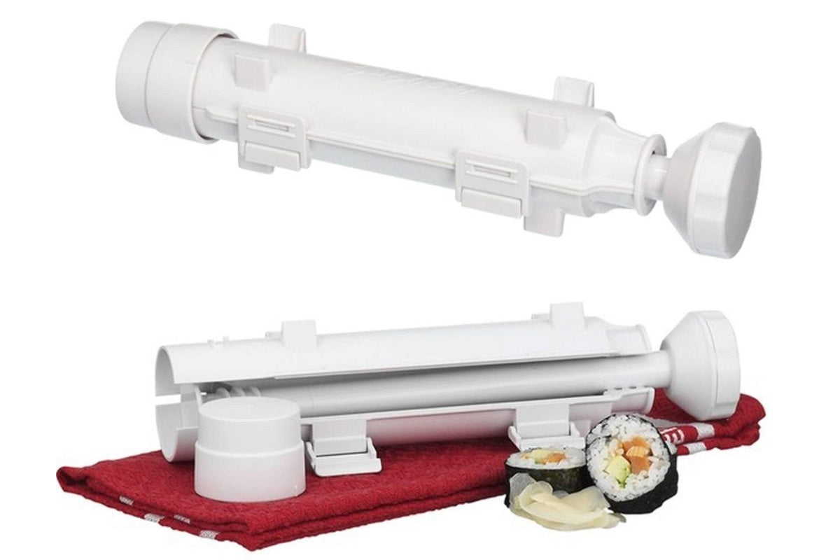 Top view of sushi maker roller kit with open halves