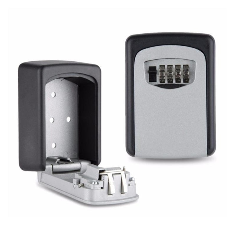 Key safe storage box front view in black and silver