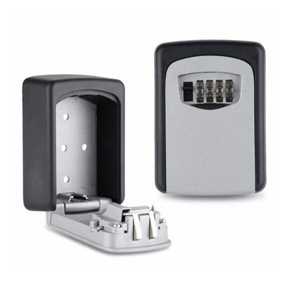 Key safe storage box front view in black and silver
