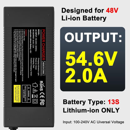 54.6V 2A Ebike Charger for 48V Lithium Battery