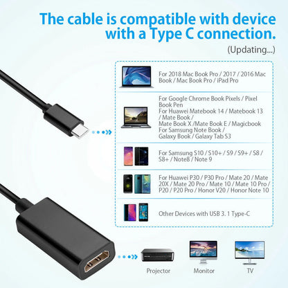 USB C to HDMI Adapter – 4K x 2K Ultra HD Type-C to HDMI Conversion Cable