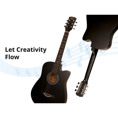 38" Acoustic Guitar Black (With A Free Carry Bag Case)