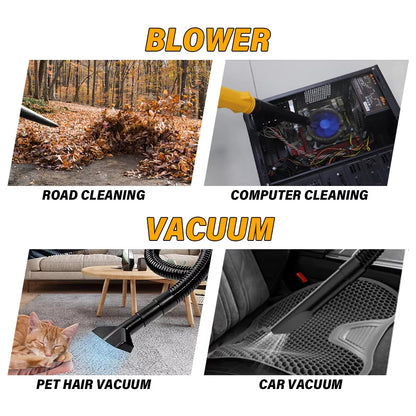 Cordless Leaf Blower Vacuum 21V with 2 Batteries, Charger & Accessories