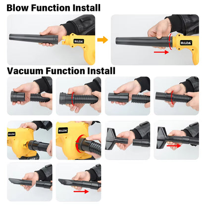 Cordless Leaf Blower Vacuum 21V with 2 Batteries, Charger & Accessories