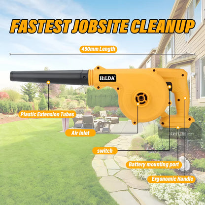 Cordless Leaf Blower Vacuum 21V with 2 Batteries, Charger & Accessories
