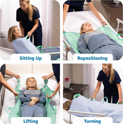 Positioning Bed Pad with 8 Reinforced Handles