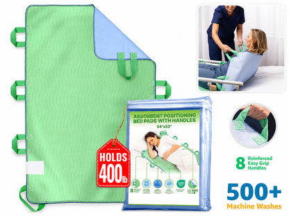 Positioning Bed Pad with 8 Reinforced Handles