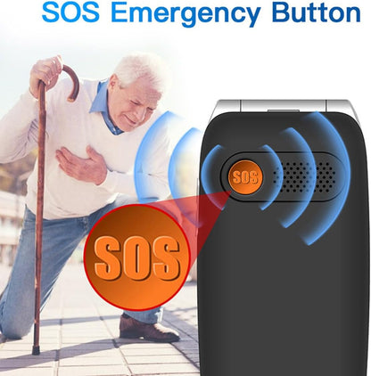 4G Elderly Mobile Phone – Big Button Flip Phone with SOS, Charging Dock, Dual Screen and Bluetooth 5.0