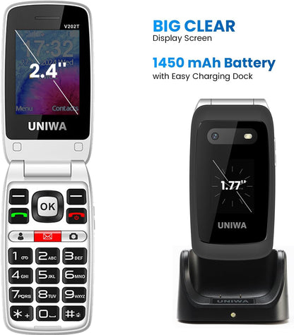 4G Elderly Mobile Phone – Big Button Flip Phone with SOS, Charging Dock, Dual Screen and Bluetooth 5.0