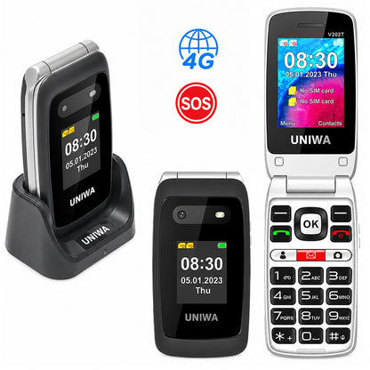 4G Elderly Mobile Phone – Big Button Flip Phone with SOS, Charging Dock, Dual Screen and Bluetooth 5.0