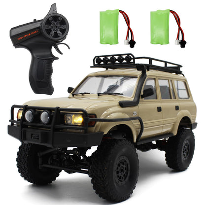 RC Rock Crawler Truck – 1:16 Scale 4WD Off-Road RC SUV with LED Lights, Snorkel, Roof Rack and 2 Rechargeable Batteries
