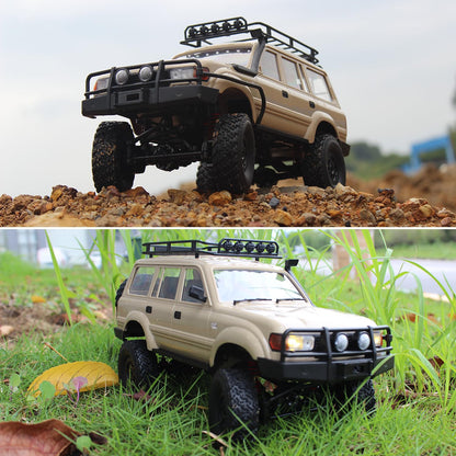 RC Rock Crawler Truck – 1:16 Scale 4WD Off-Road RC SUV with LED Lights, Snorkel, Roof Rack and 2 Rechargeable Batteries