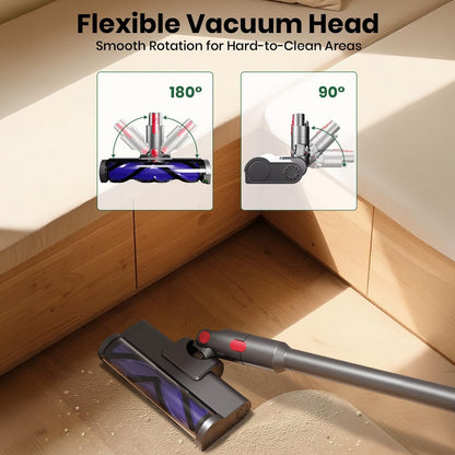 LED Vacuum Head for Dyson V7 V8 V10 V11 V15 with 2 Rollers