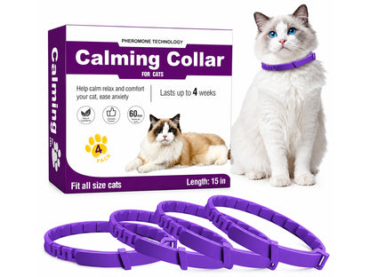 Cat Calming Collar – 4-Pack Adjustable Waterproof Pheromone Cat Calming Collar