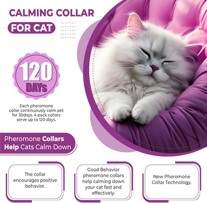 Cat Calming Collar – 4-Pack Adjustable Waterproof Pheromone Cat Calming Collar