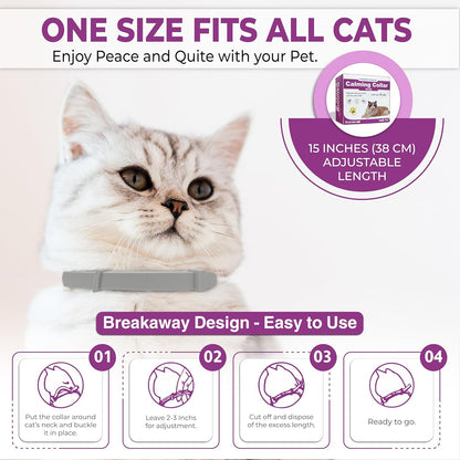 Cat Calming Collar – 4-Pack Adjustable Waterproof Pheromone Cat Calming Collar