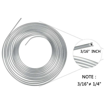 Brake Line Tubing Kit 3/16" OD 25 FT Coil Roll with Fittings