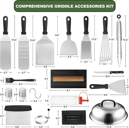 BBQ Tool Set- Complete Stainless Steel Griddle Accessories Kit