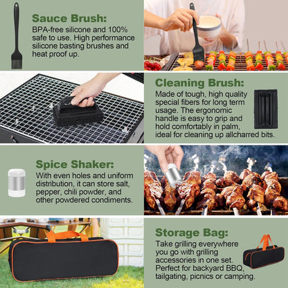 BBQ Tool Set- Complete Stainless Steel Griddle Accessories Kit