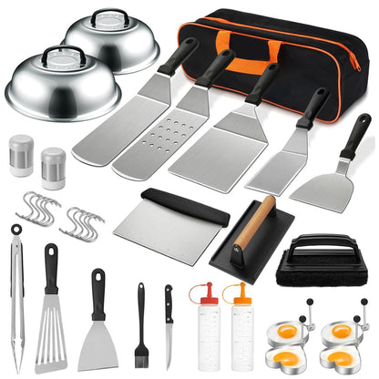 BBQ Tool Set- Complete Stainless Steel Griddle Accessories Kit