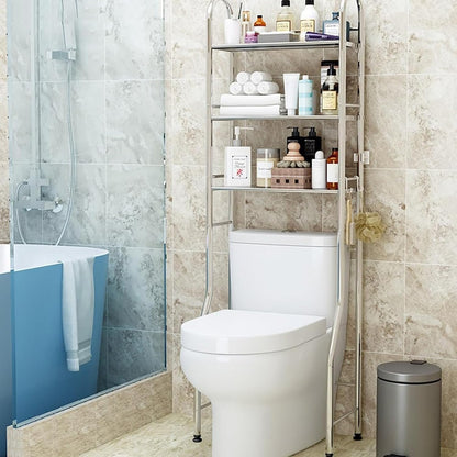 Toilet Storage Rack Organiser 3-Tier Stainless Steel Bathroom Shelf – 155cm