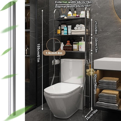 Toilet Storage Rack Organiser 3-Tier Stainless Steel Bathroom Shelf – 155cm
