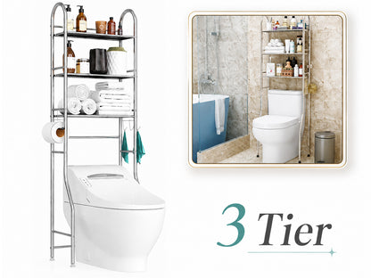 Toilet Storage Rack Organiser 3-Tier Stainless Steel Bathroom Shelf – 155cm
