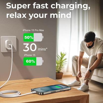 20W iPhone Fast Charger with USB-C to USB-C