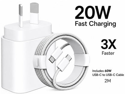 20W iPhone Fast Charger with USB-C to USB-C