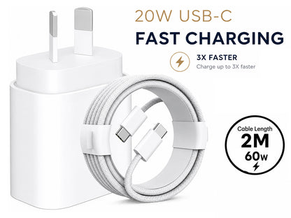 20W iPhone Fast Charger with USB-C to USB-C