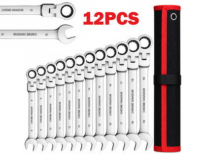 Ratchet Wrench Set – 12-Piece 8–19mm Flex Head Ratchet Wrench Set