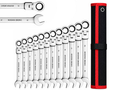Ratchet Wrench Set – 12-Piece 8–19mm Flex Head Ratchet Wrench Set