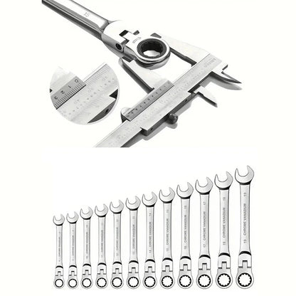Ratchet Wrench Set – 12-Piece 8–19mm Flex Head Ratchet Wrench Set