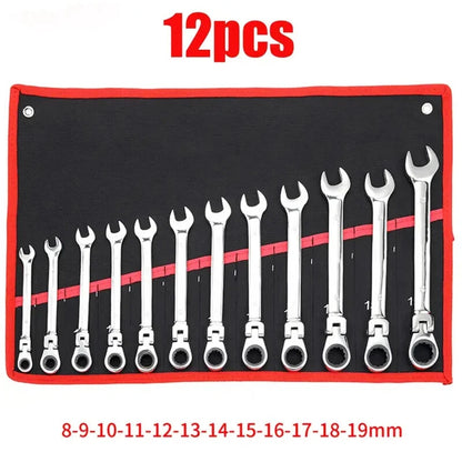 Ratchet Wrench Set – 12-Piece 8–19mm Flex Head Ratchet Wrench Set