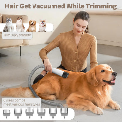Pet Grooming Kit Vacuum Dog Cat Hair Dryer Remover Clipper Brushes Cleaning