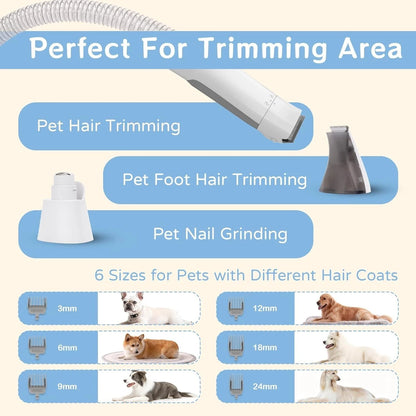Pet Grooming Kit Vacuum Dog Cat Hair Dryer Remover Clipper Brushes Cleaning