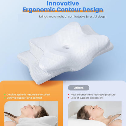 Cervical Neck Pillow – Adjustable Cooling Memory Foam Neck Pillow