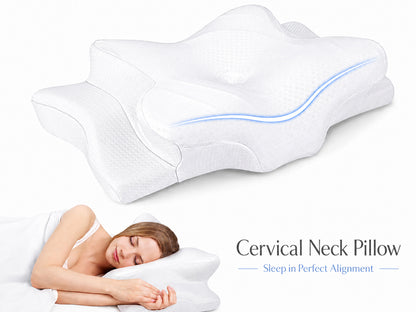 Cervical Neck Pillow – Adjustable Cooling Memory Foam Neck Pillow